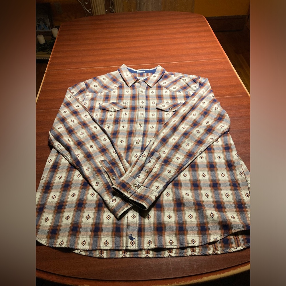 Cody James orange and blue Plaid Button Down Western Shirt. Size XXL